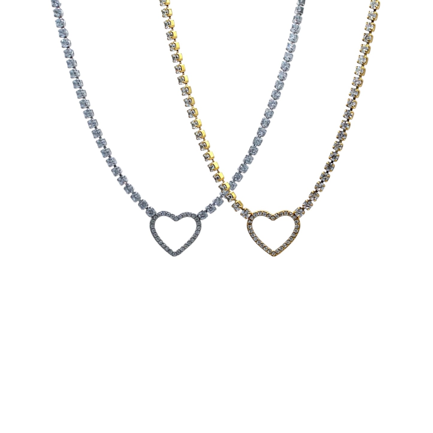 COLLAR ZIRCONIAS CON CORAZÓN SILUETA